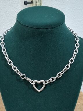 Silver Tone Heart Link Necklace